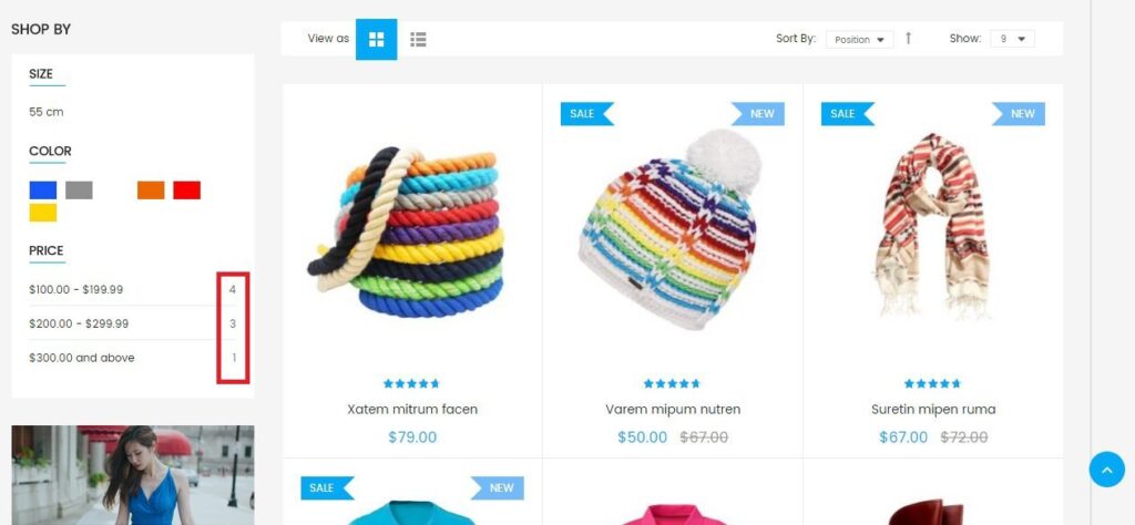 China eCommerce development product filter option