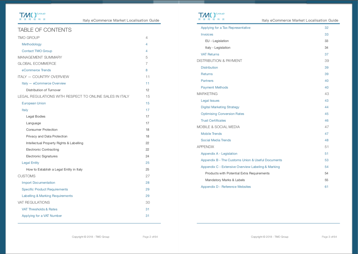 Italy eCommerce Market Localisation Guide - Table of Contents